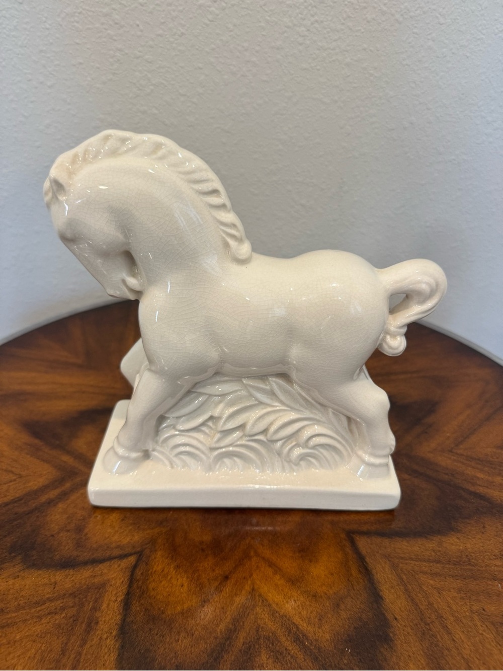 Ceramic Art Deco White Stallion Horse Statue - Figurine - Decorative Home Art